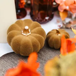 Beauty Home Κολοκύθα βελούδινη Λαδί με χρυσό Ø9 x 7 cm