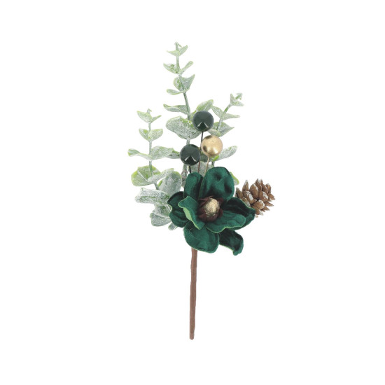 Beauty Home Κλαδί βελούδο σκούρο πράσινο με χρυσό 18 cm