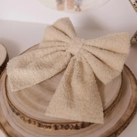 Beauty Home Σετ 2 Κρεμ Υφασμάτινων Φιογκών Μπουκλέ 12 x 12 cm