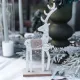 Beauty Home Διακοσμητικός Τάρανδος με Μικρά Αστέρια, Λευκό Ξύλο & Χρυσό-Ασημί Γκλίτερ 10x25x5cm