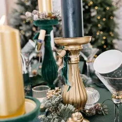 Beauty Home Κηροπήγιο μπαρόκ ματ χρυσό Ø10.5 x 28.5 cm