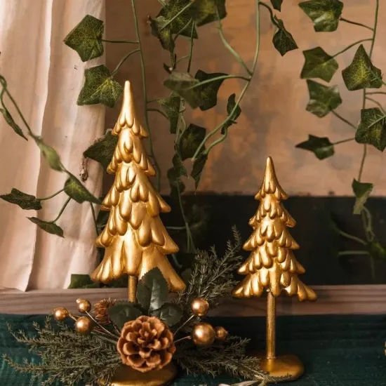 Beauty Home Χριστουγεννιάτικο έλατο ρητίνης αντικέ χρυσό 25 x 9 cm
