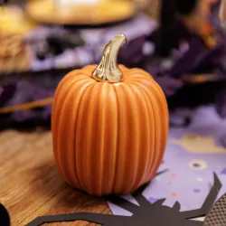 Beauty Home Κολοκύθα από Ρητίνη σε Πορτοκαλί & Χρυσό Ø10 x 13 cm