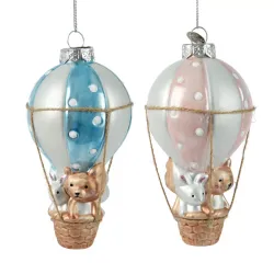 Beauty Home Γυάλινο Στολίδι Αερόστατο 6.7 x 6.7 x 12.5 cm