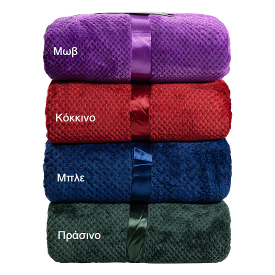 Beauty Home Κουβέρτα μονόχρωμη υπέρδιπλη Jacquard fleece 350gsmArt 11600 σε 10 αποχρώσεις 220x240  Γκρι