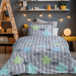 Beauty Home Σετ σεντόνια φανελένια μονά με λάστιχο Hello Art 6321 105x200+32 Γκρι,Μπλε Beauty Home Σετ σεντόνια φανελένια μονά με λάστιχο Hello Art 6321 105x200+32 Γκρι,Μπλε