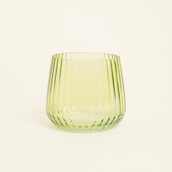 Beauty Home Κηροπήγιο Γυάλινο Ριγέ 11 x 9 cm