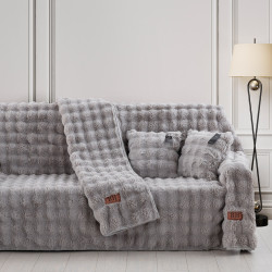 Beauty Home Γούνινο Σετ ριχτάρι 3τμχ Pop Art 8721 (180x160+180x250+180x300) Γκρι