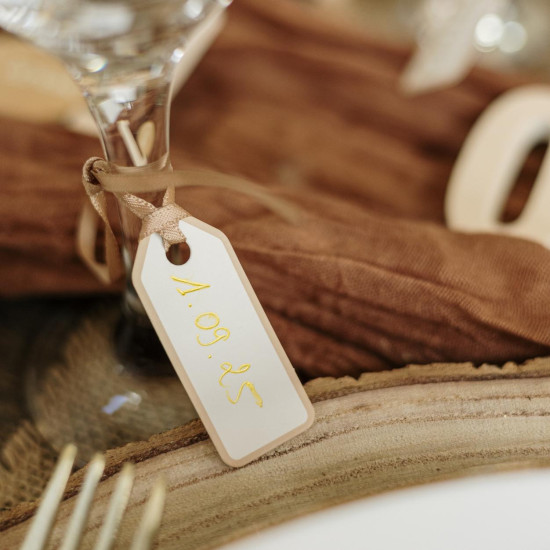 Beauty Home 10 Ετικέτες Χάρτινες με κορδέλα – Κρεμ 5 x 2 cm