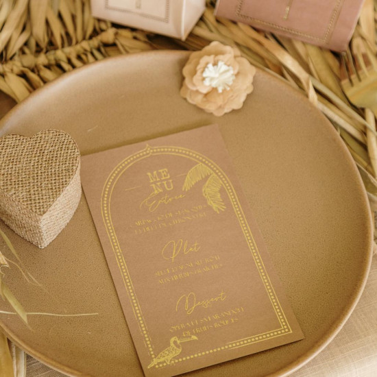 Beauty Home 9 Κάρτες χάρτινες menu με θέμα “Ανατολής” – Καφέ , κρεμ και μπεζ 17 x 10 cm