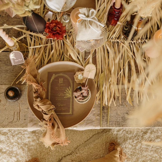 Beauty Home 9 Κάρτες χάρτινες menu με θέμα “Ανατολής” – Καφέ , κρεμ και μπεζ 17 x 10 cm