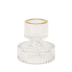 Beauty Home Κηροπήγιο γυάλινο διπλής όψης Mauro  – Διαφανές 6 x 6cm