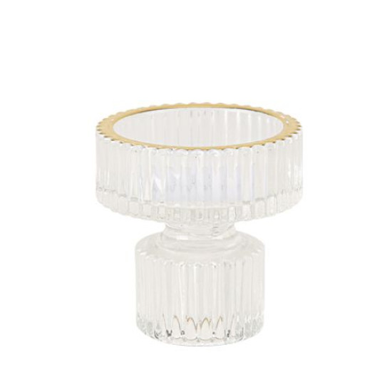 Beauty Home Κηροπήγιο γυάλινο διπλής όψης Mauro  – Διαφανές 6 x 6cm