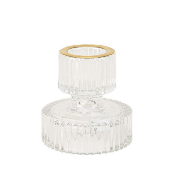 Beauty Home Κηροπήγιο γυάλινο διπλής όψης Mauro  – Διαφανές 6 x 6cm