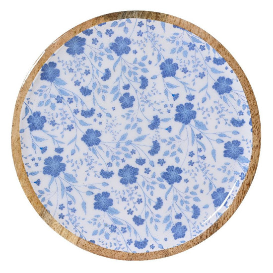 Beauty Home Δίσκος απο ξύλο Μάνγκο με Λουλούδια 20cm