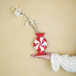 Beauty Home Βάζο “καραμέλα” – Κόκκινο/ Λευκό 12×6,5x20cm