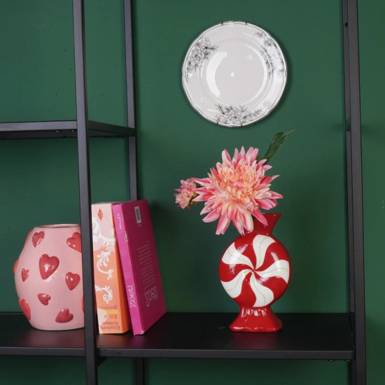 Beauty Home Βάζο “καραμέλα” – Κόκκινο/ Λευκό 12×6,5x20cm