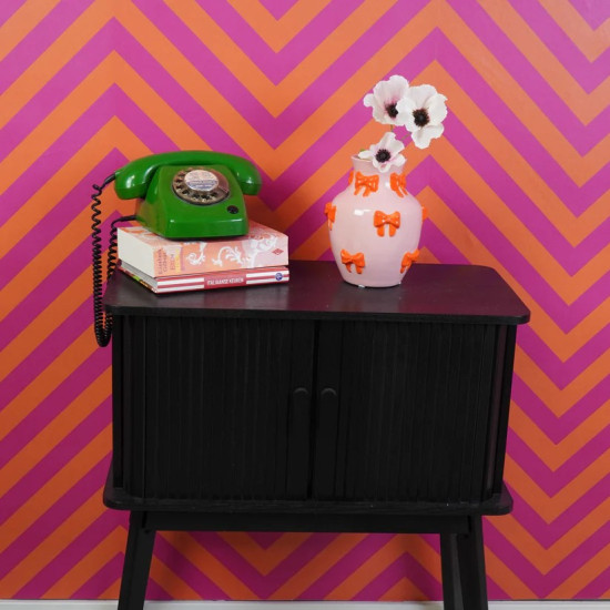 Beauty Home Βάζο με Κορδέλες – Ροζ/Πορτοκαλί 14x14x19cm