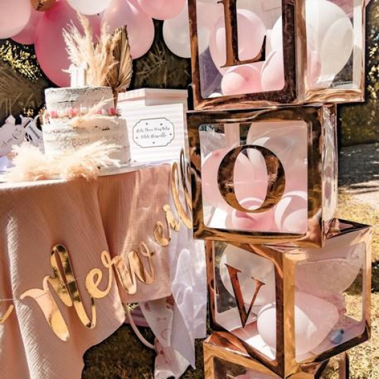 Beauty Home ΑΥΤΟΚΟΛΛΗΤΑ ΡΟΖ ΧΡΥΣΟ LOVE 15 CM