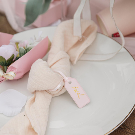 Beauty Home 10 Ετικέτες Χάρτινες με κορδέλα – Ροζ 5 x 2 cm