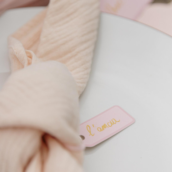 Beauty Home 10 Ετικέτες Χάρτινες με κορδέλα – Ροζ 5 x 2 cm