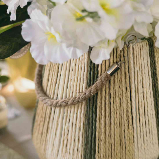 Beauty Home Φανάρι Élora Ficelle Κρεμ, Μπεζ και Πράσινο Ø16,5x25c…