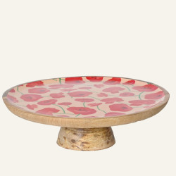 Beauty Home Ταρτίερα από Ξύλο Μάνγκο με Σχέδιο Παπαρούνας27.5cm x 9.5cm