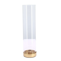 Beauty Home Κηροπήγιο Jeanne από γυαλί και μέταλλο χρυσό Ø7,5x30cm