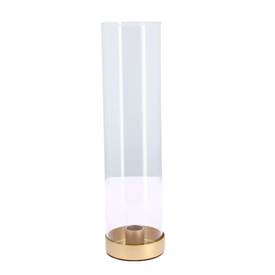 Beauty Home Κηροπήγιο Jeanne από γυαλί και μέταλλο χρυσό Ø7,5x30cm