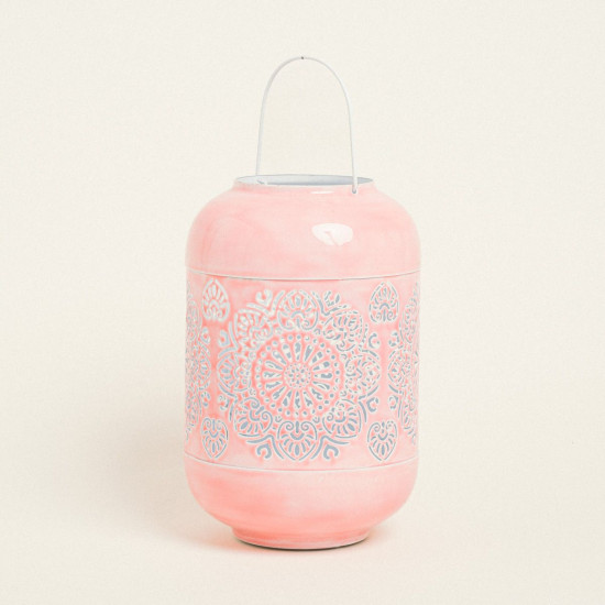 Beauty Home ΦΑΝΑΡΙ ΜΕΤΑΛΙΚΟ ΡΟΖ 30 x 20 cm