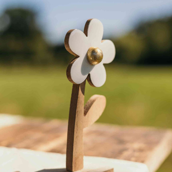 Beauty Home Ξύλινο διακοσμητικό μαργαριτα 6x15x5cm