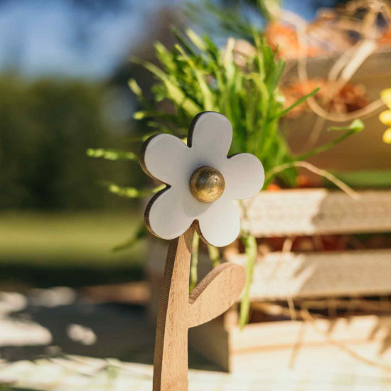 Beauty Home Ξύλινο διακοσμητικό μαργαριτα 6x15x5cm