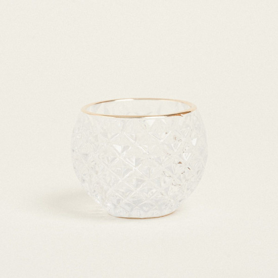 Beauty Home ΚΗΡΟΠΗΓΙΟ ΣΤΡΟΓΓΥΛΟ ΔΙΑΦΑΝΟ ΑΝΑΓΛΥΦΟ ΜΕ ΧΡΥΣΟ ΣΤΟΜΙΟ Ø7,8×6,2cm