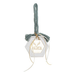 Beauty Home ΚΡΕΜΑΣΤΟ ΠΟΛΥΓΩΝΟ ΚΕΡΑΜΙΚΟ ΜΕ PLEXI MERRY CHRISTMAS ΓΑΛΑΖΟΠΡΑΣΙΝΟ