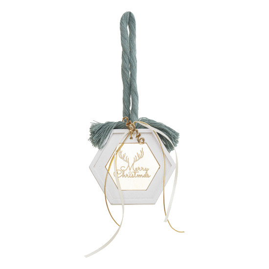 Beauty Home ΚΡΕΜΑΣΤΟ ΠΟΛΥΓΩΝΟ ΚΕΡΑΜΙΚΟ ΜΕ PLEXI MERRY CHRISTMAS ΓΑΛΑΖΟΠΡΑΣΙΝΟ