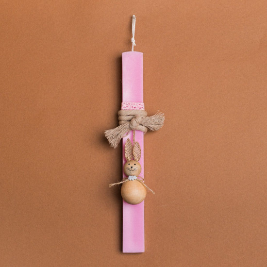 Beauty Home ΛΑΜΠΑΔΑ ΡΟΖ 33cm ΞΥΛΙΝΟΣ ΛΑΓΟΣ ΜΠΑΛΑ ΣΕ ΣΥΣΚΕΥΑΣΙΑ ΔΩΡΟΥ