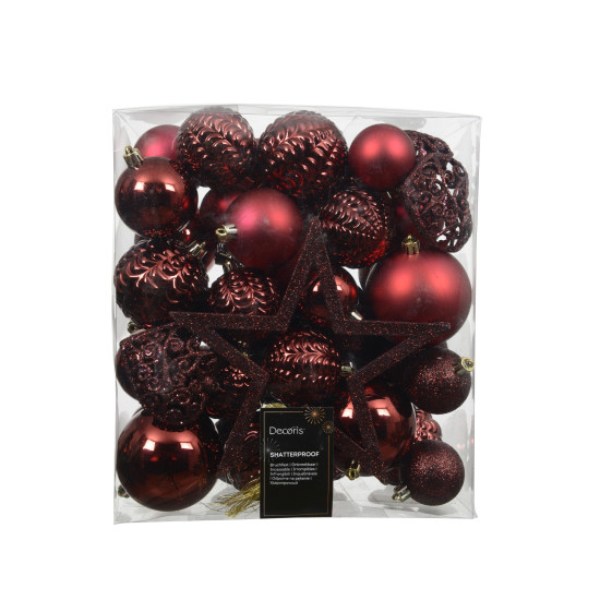 Beauty Home Αθραυστα Στολίδια Μπορντώ 43 ΤΜΧ