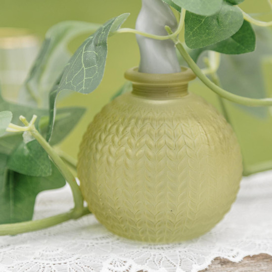 Beauty Home Βάζο Alice από σκαλιστό γυαλί σε χρώμα φιστικί Ø8,5×8,5cm – 200ml