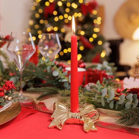 Beauty Home Κηροπήγιο ρητίνης φιόγκος Nœud – Χρυσό 13x10x3cm