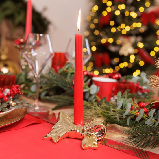 Beauty Home Κηροπήγιο ρητίνης φιόγκος Nœud – Χρυσό 13x10x3cm