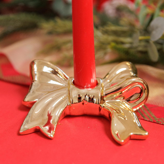 Beauty Home Κηροπήγιο ρητίνης φιόγκος Nœud – Χρυσό 13x10x3cm