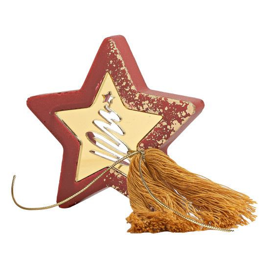 Beauty Home ΕΠΙΤΡΑΠΕΖΙΟ ΑΣΤΕΡΙ ΜΕ PLEXI GLASS ΚΟΚΚΙΝΟ