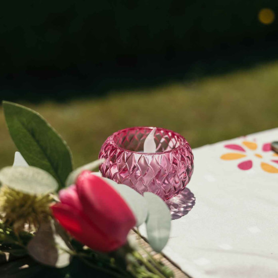 Beauty Home Κηροπήγιο Chloé Γυαλί Framboise Ø7,5x4cm