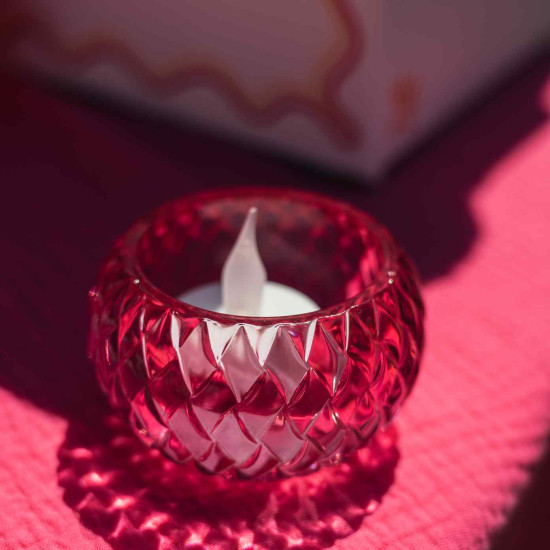 Beauty Home Κηροπήγιο Chloé Γυαλί Framboise Ø7,5x4cm