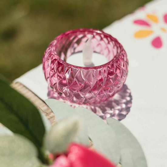 Beauty Home Κηροπήγιο Chloé Γυαλί Framboise Ø7,5x4cm