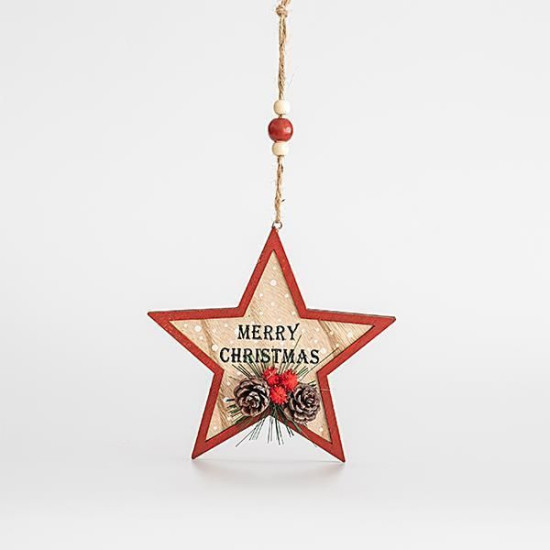 Beauty Home ΞΥΛΙΝΟ ΑΣΤΕΡΑΚΙ, MERRY CHRISTMAS, 15,5x1cm