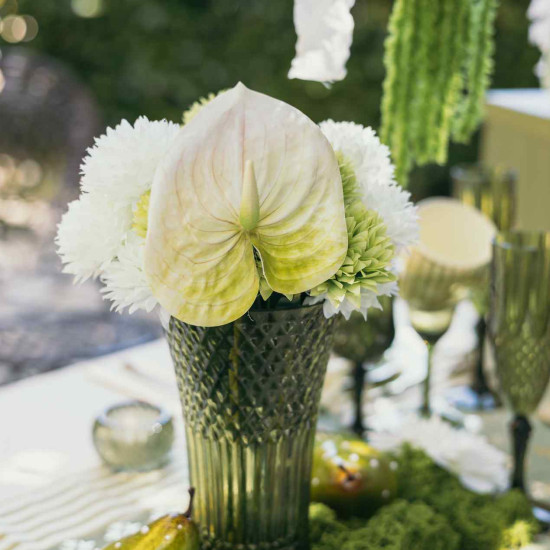 Beauty Home Βάζο γυάλινο Iris  – Λαδί Ø13x23cm – 1100m