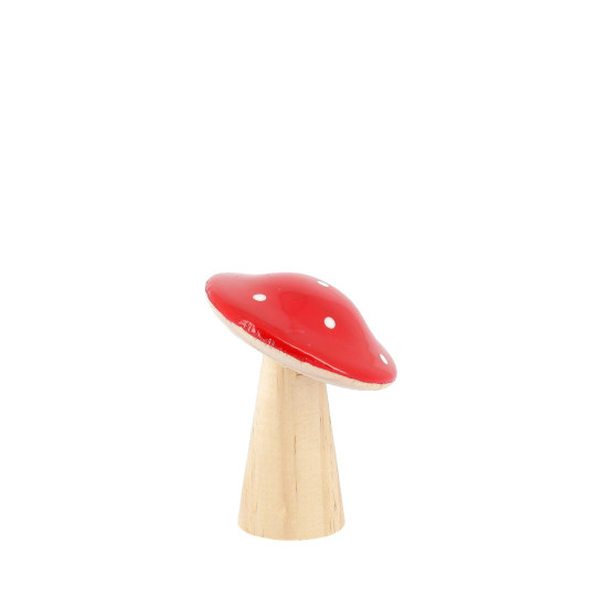 Beauty Home Μικρό Μανιτάρι Ξύλινο Κόκκινο & Λευκό Ø5,5  x6,5 cm