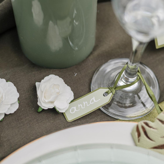 Beauty Home 10 Ετικέτες Χάρτινες με κορδέλα – Πράσινο Ευκάλυπτου 5 x 2 cm