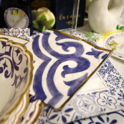 Beauty Home 20 χαρτοπετσέτες κοκτέιλ Dolce Vita μπλε,λευκές 24 x 24 cm